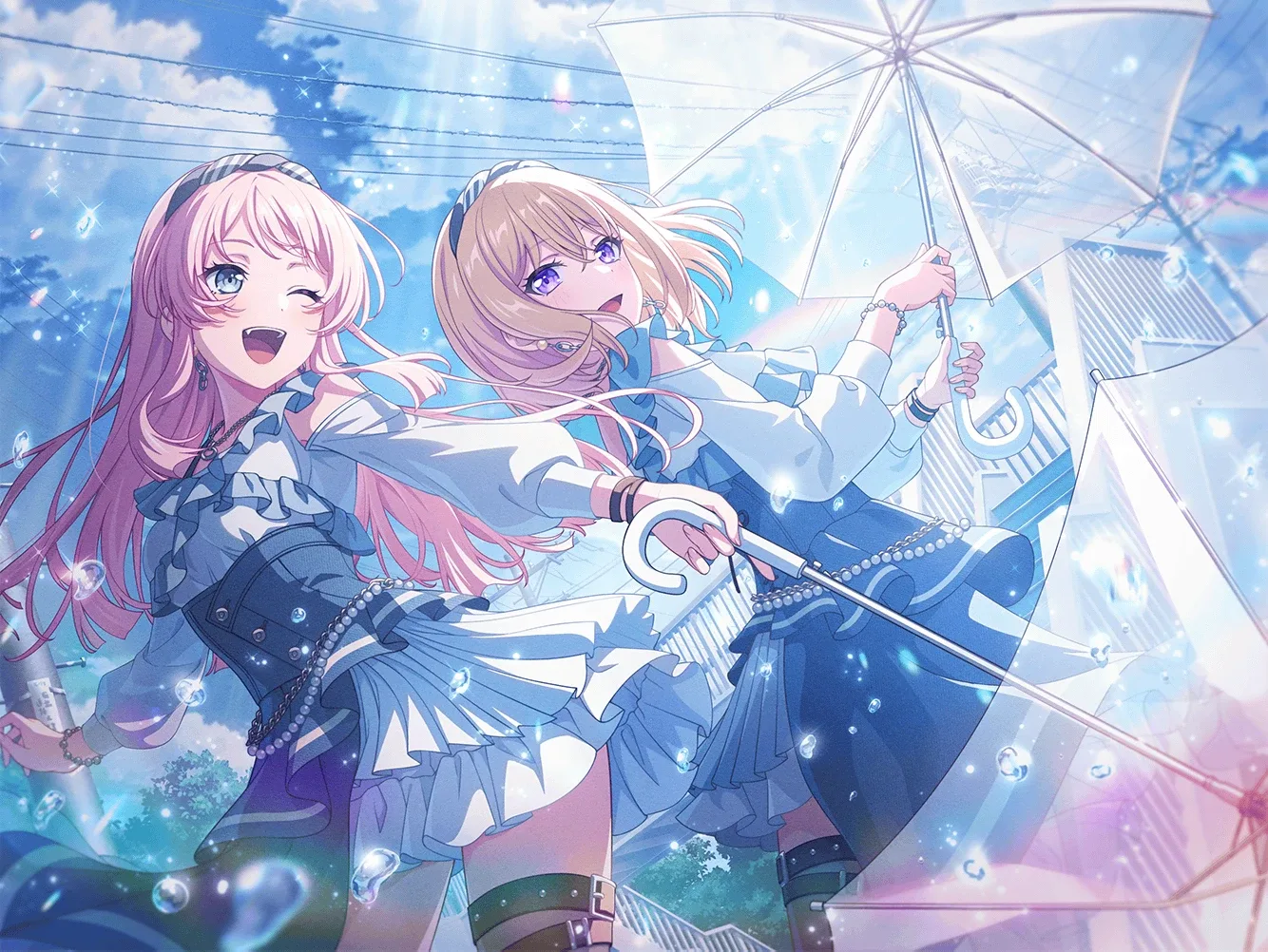 插画-雨中双人